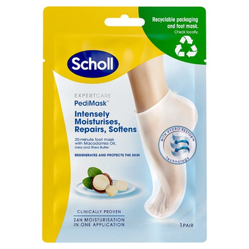 Увлажняющая маска-носочки для ног Шолл Scholl ExpertCare PediMask с маслом макадамии - 1 пара