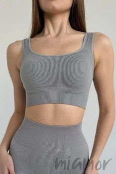 Топ на широких бретелях в рубчик GIULIA Top Rib ULTIMATE GREY S/M Світло-сірий