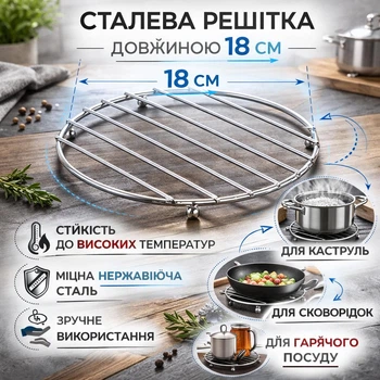 Кухонная круглая подставка под горячее Square металлическая решетка для размещения кастрюль, сковородок и горячей посуды, 18 х 18 см, серебристый (127067592)