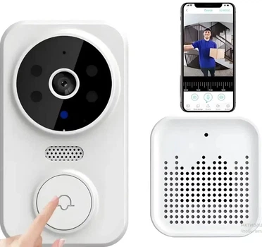 Дверний дзвінок M8 Wi-Fi з камерою IP55, відеодомофон 640×480 px з двостороннім зв’язком, мобільним додатком Ulooka та сповіщеннями на смартфон