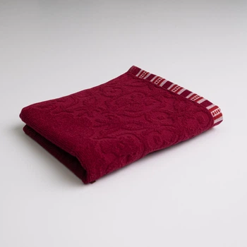 Полотенце для рук и лица махровое с орнаментом GM Textile 40х70см 400г/м2 (Бордовый)