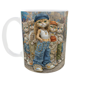 Кружка 330 мл «Cat Art – Street Edition» | Стильні коти | Подарунок дівчині, подрузі, любительці котів
