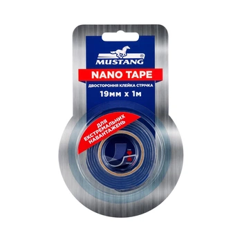 Двухсторонняя клейкая лента MUSTANG NANO TAPE прозрачная 19мм*1м (NT191)