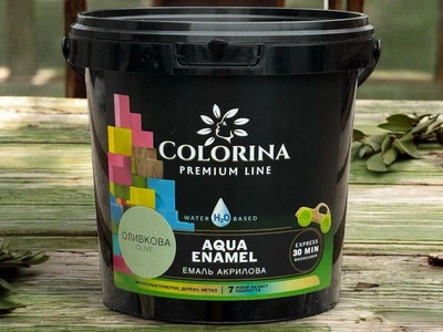 Краска акриловая без запаха Colorina AQUA ENAMEL 0,9 л оливковая