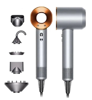 Фен для волосся Leafless Super Hair Dryer, 1600 Вт, 5 насадок, сірий із золотим Nickel
