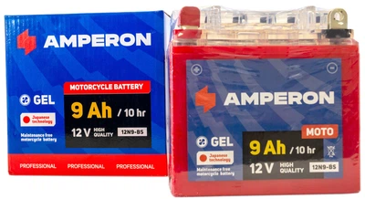 Аккумулятор мото 12v 9Ah 140A Amperon GEL под болт (высокий)