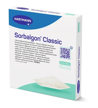 Кальций-альгинатная поглощающая повязка Sorbalgon / Сорбалгон, 10 Х 10 см, 1 шт