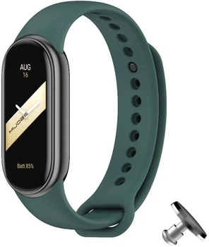 Силіконовий ремінець Original Design MiJobs для фітнес браслета Xiaomi Mi Band 8/9/10 Темно-зелений (21) з металевим кріпленням + металева кнопка (mrk6575)