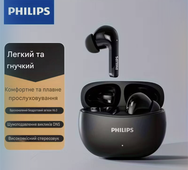 Навушники Philips TAT1320 бездротові (Bluetooth 6.0, 28 годин автономності чорні)