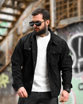 Мужская демисезонная джинсовая куртка Stone Island 3XL черная (95211)