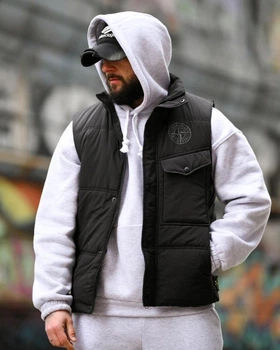 Мужская весенняя жилетка Stone Island 3XL черная (95216)