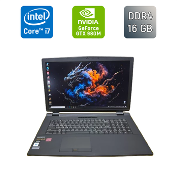 Игровой ноутбук Sager P770DM / 17,3" (1920x1080) IPS / Intel Core i7-6700K (4 (8) ядра 4,0 - 4,2 ГГц) / 16 ГБ DDR4 / 512 ГБ SSD / nVidia GeForce GTX 980M, 8 ГБ GDDR5, 256-бит / Веб-камера / HDMI б/у