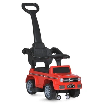 Дитяча машинка-каталка Ju-M 5043L-3 BAMBI з батьківською ручкою, преміальне шкіряне сидіння, звукові ефекти та яскраве світло, Червона