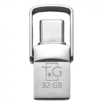 Флешка ЮСБ T&G 2&1USB/Type C 32Gb Metal 104 USB Flash Drive память 32 Гб Steel