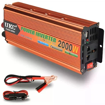 Інвертор UKC SSK-2000, автомобільний, 12 В → 220 В, потужність 2000 Вт