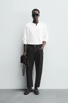 Джинси Zara Wide Tapered вільні укорочені чорний 9794/361/800 34