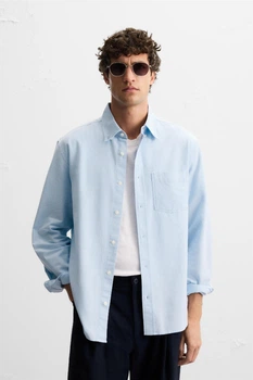 Сорочка Zara оксфорд блакитний 1063/417/403 M