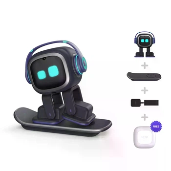 Інтерактивний AI-робот LIVING.AI EMO Black зі скейтбордом і розумною лампою Smart Light