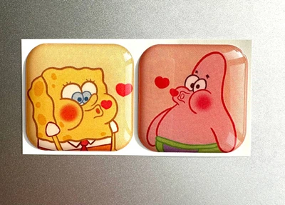 Набір парних об’ємних 3D наліпок "Sponge Bob" (Губка Боб) для декора телефона, ноутбука, блокнота