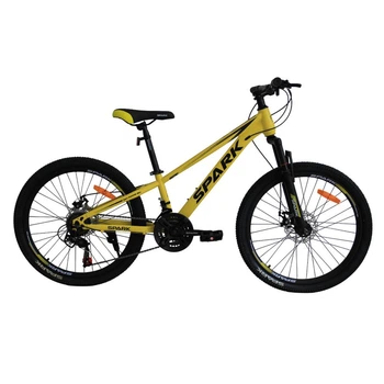 Гірський підлітковий велосипед SPARK RIDE 24", сталева рама 11", 21 швидкість, дискові гальма, жовтий