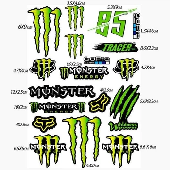 Глянцеві водостійкі стікери для транспорту Monster набір AA66