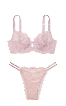 Комплект Victoria’s Secret Dream Angels The Fabulous Twinkle Lace Full-Cup Bra(Бюстгальтер +трусики)Рожевий 36D-L