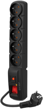 Listwa przeciwprzepięciowa Acar F5 Power 5 gniazd 1.5 m Black (5904743406301)