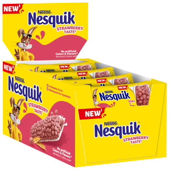 Упаковка батончиков Nesquik Strawberry с цельными злаками со вкусом клубники 23.5 г х 16 шт (5900020049353)