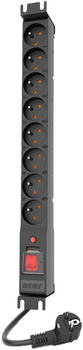 Listwa przeciwprzepięciowa acar PDU RACK 16A 1U 8 gniazd 1.5 m Black (5904743592509)