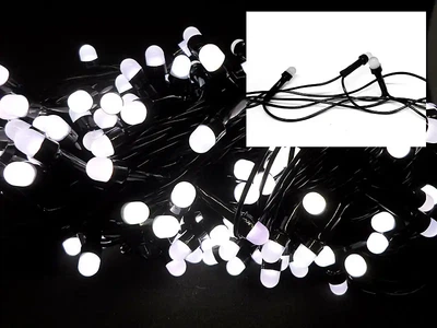 Гірлянда LED 200 ламп кругла матова білого світіння на чорному дроті для новорічної прикраси інтер'єру