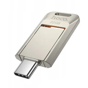 USB флеш накопитель Hoco UD17 32GB металлический Type-C серебристый для хранения данных