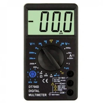 Мультиметр Digital DT700D с измерением постоянного и переменного напряжения силы тока и сопротивления 200мВ 500В 2000мкА 5A 200Ом 2MОм