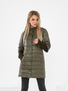 Женская демисезонная куртка удлиненная KHAN 02052 52 Хаки (KH - 02052/2 F )