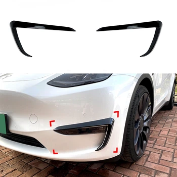 Накладки на противотуманные фары для Tesla Model Y 2020-2024 ABS пластик, цвет черный глянец для Tesla Model Y 2020- (9093)