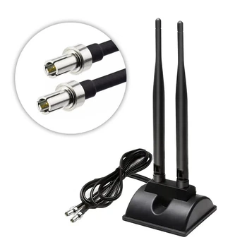 Антенна выносная спаренная GSM/WiFi 2.4-5.8GHz 6dBi TS9, на подставке с магнитом, для роутера, модема, 3 метра