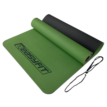 Коврик для йоги, пилатеса и фитнеса EasyFit EF-1924-GNBK, противоскользящий, TPE, Зеленый, 183×61×0,6 см.
