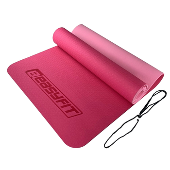 Килимок для йоги та фітнесу EasyFit TPE+TC 6 мм двошаровий рожевий-св.