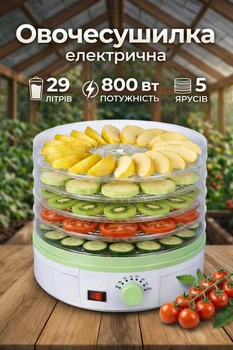 Сушарка для овочів і фруктів електрична потужна професійна сушка дегідратор для ягід яблук м'яса пастили з 5 рівнями сушіння електросушарка для грибів і зелені