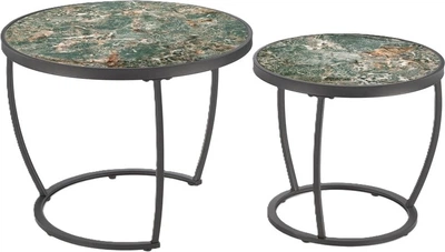 Набір столиків Halmar Ines Зелений мармур / Чорний 2 шт (5905248129573)