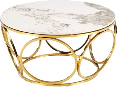 Столик Halmar Venus 2 Білий мармур / Золотий (5905248129764)