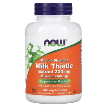 Розторопша, силімарин, Milk Thistle, Now Foods, екстракт, подвійна сила, 300 мг, 200 вегетаріанських капсул (NOW-04753)