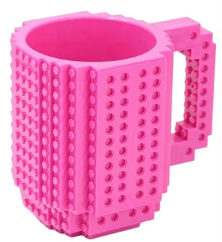 Оригінальна кружка-конструктор Build-On Brick Mug 350 мл для напоїв креативний подарунок Рожевий