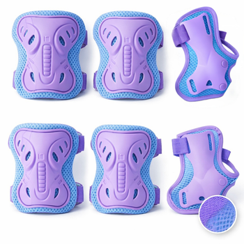 Комплект детской защиты фиолетовый 3в1 SP-Sport Pastel 4120-5: наколенники + налокотники + перчатки размер S (4-9 лет)