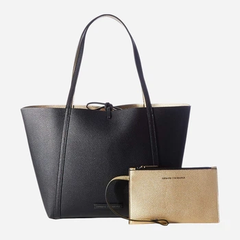 Набір (сумка шопер + клатч) жіночий Armani Exchange 813501379 Чорний/Золотистий (1159855331)
