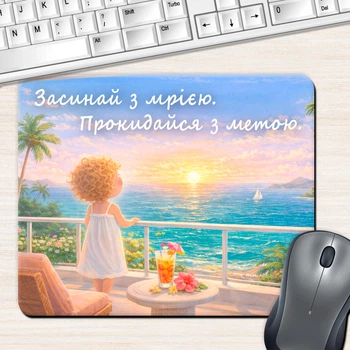 Коврик для мыши DrukaR Прямоугольный 22x18 см, с мотивационным принтом «Засинай з мрією. Прокидайся з метою»