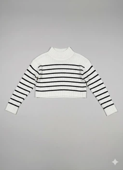 Джемпер H&M 134/140 Білий 1178191_чер.полоск