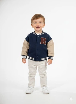 Толстовка H&M 68 Синий 31-0597_беж,рукава