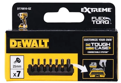 Zestaw bitów DeWalt FlexTorq 25 mm T15 T20 T25 T30 T40 7 szt. (DT70816-QZ)