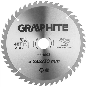 Диск пильный Graphite по дереву, 235х30мм, 48 зубов Neo Tools (2000003417377)