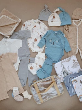 Набір одягу з 21 предмету для новонародженого хлопчика "Little Koala", комплект у пологовий будинок, боді, чоловічки, пелюшки, у сумочці, розмір 56